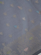 Grey Banarasi Semi Katan Soft Silk Saree with Meenakari Zari Work