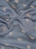 Grey Banarasi Semi Katan Soft Silk Saree with Meenakari Zari Work