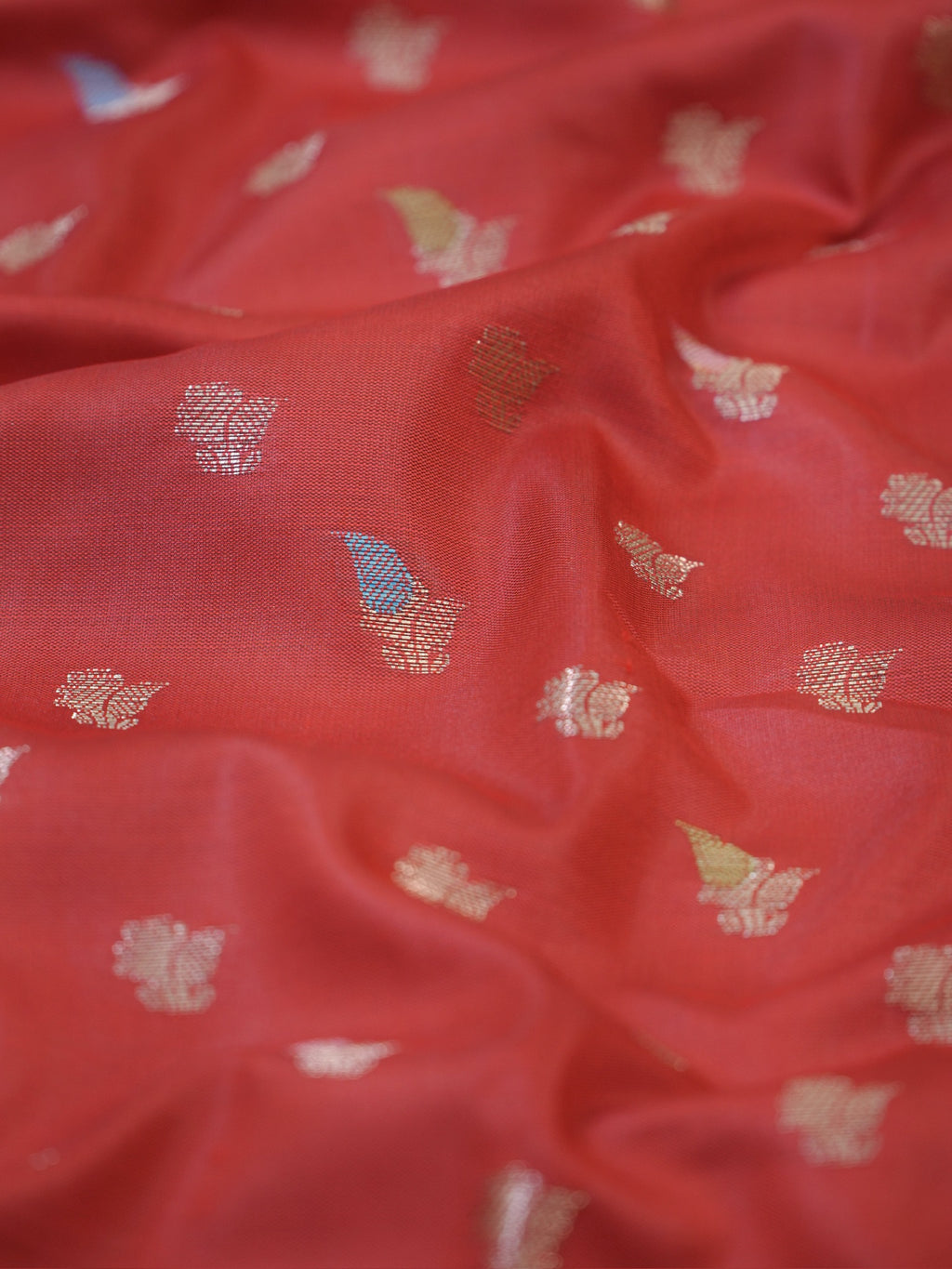 Crimson Red Banarasi Semi Katan Soft Silk Saree with Meenakari Zari Work
