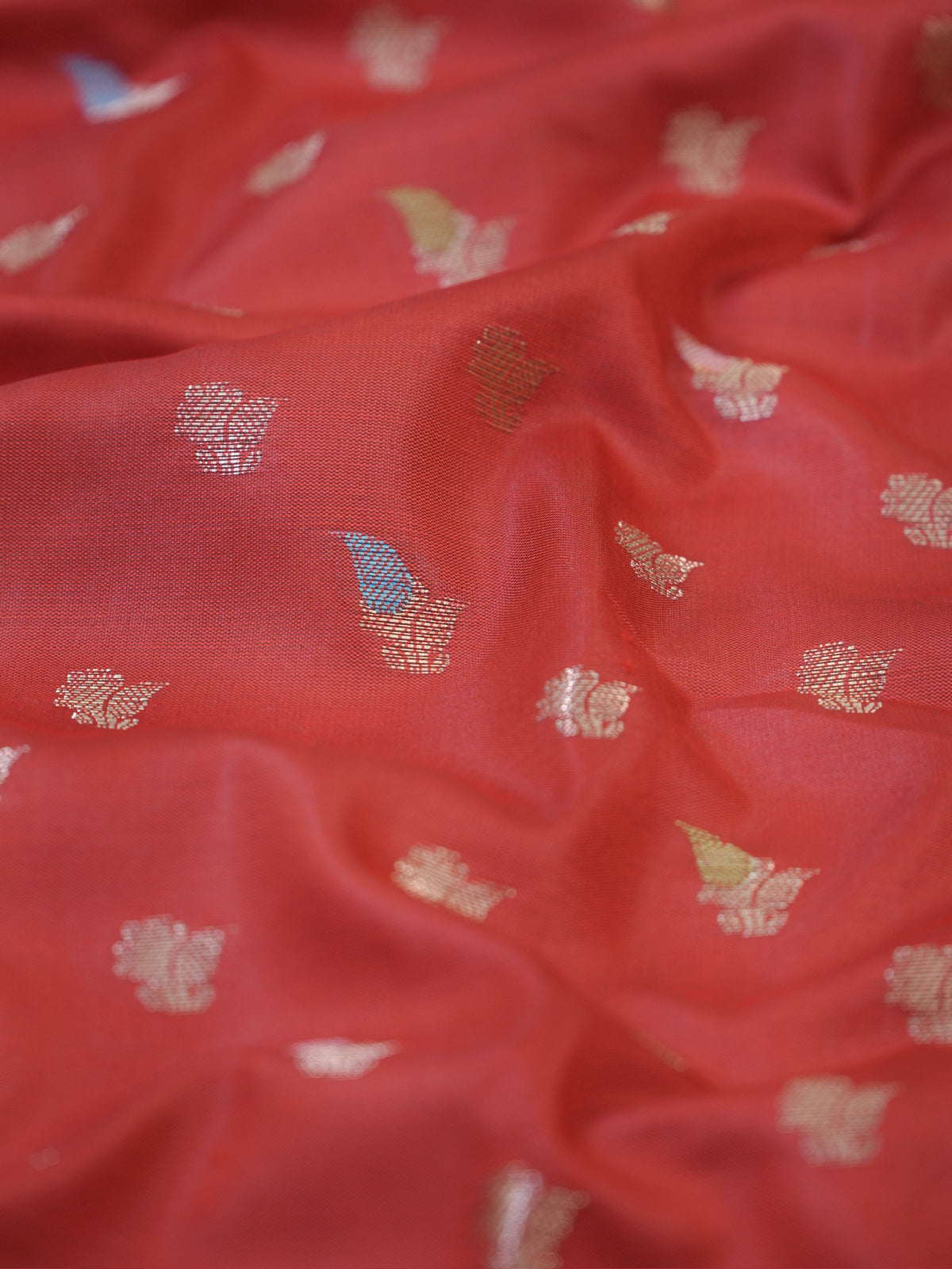 Crimson Red Banarasi Semi Katan Soft Silk Saree with Meenakari Zari Work