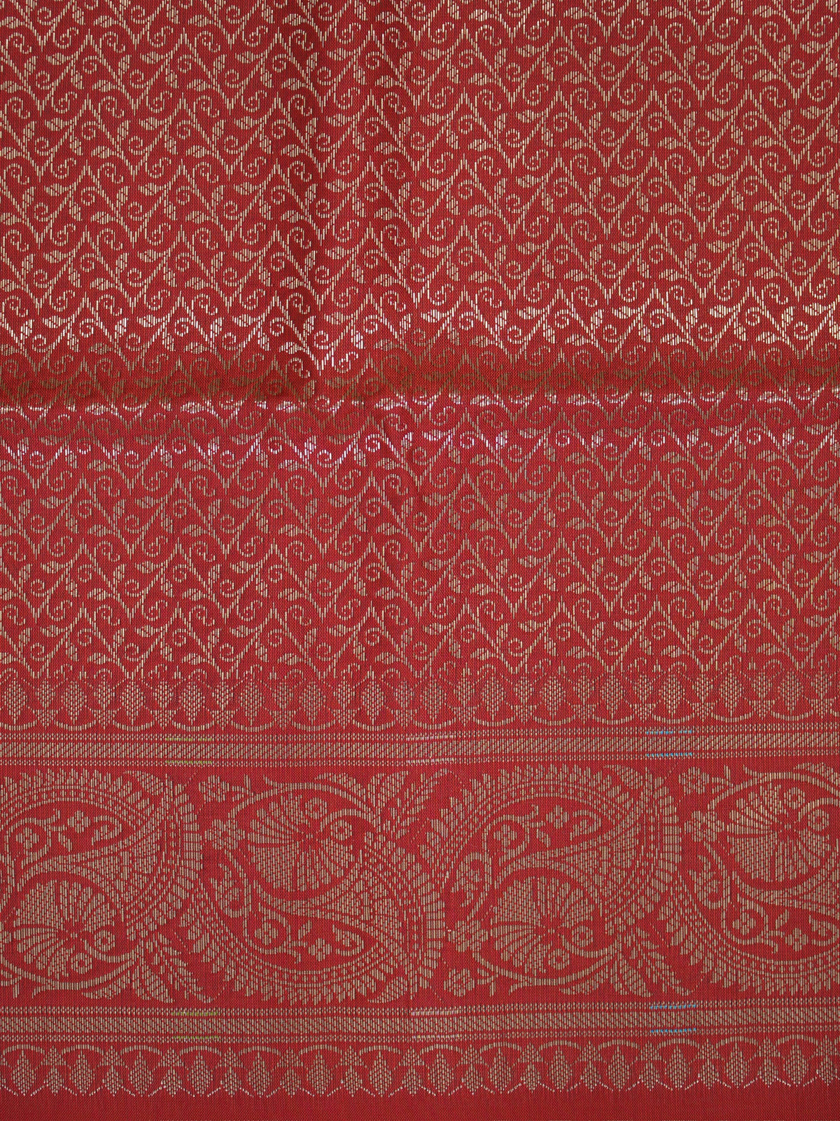 Crimson Red Banarasi Semi Katan Soft Silk Saree with Meenakari Zari Work