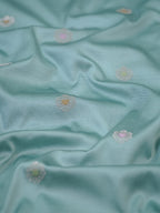 Powder Blue Banarasi Semi Katan Silk Saree with Meenakari Floral Work