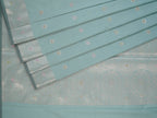 Powder Blue Banarasi Semi Katan Silk Saree with Meenakari Floral Work