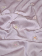 Muted Lilac Grey Banarasi Semi Katan Silk Saree with Meenakari Floral Work