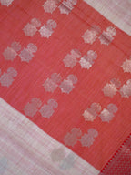 Blush Pink & Coral Banarasi Soft Kota Silk Saree with Zari Work