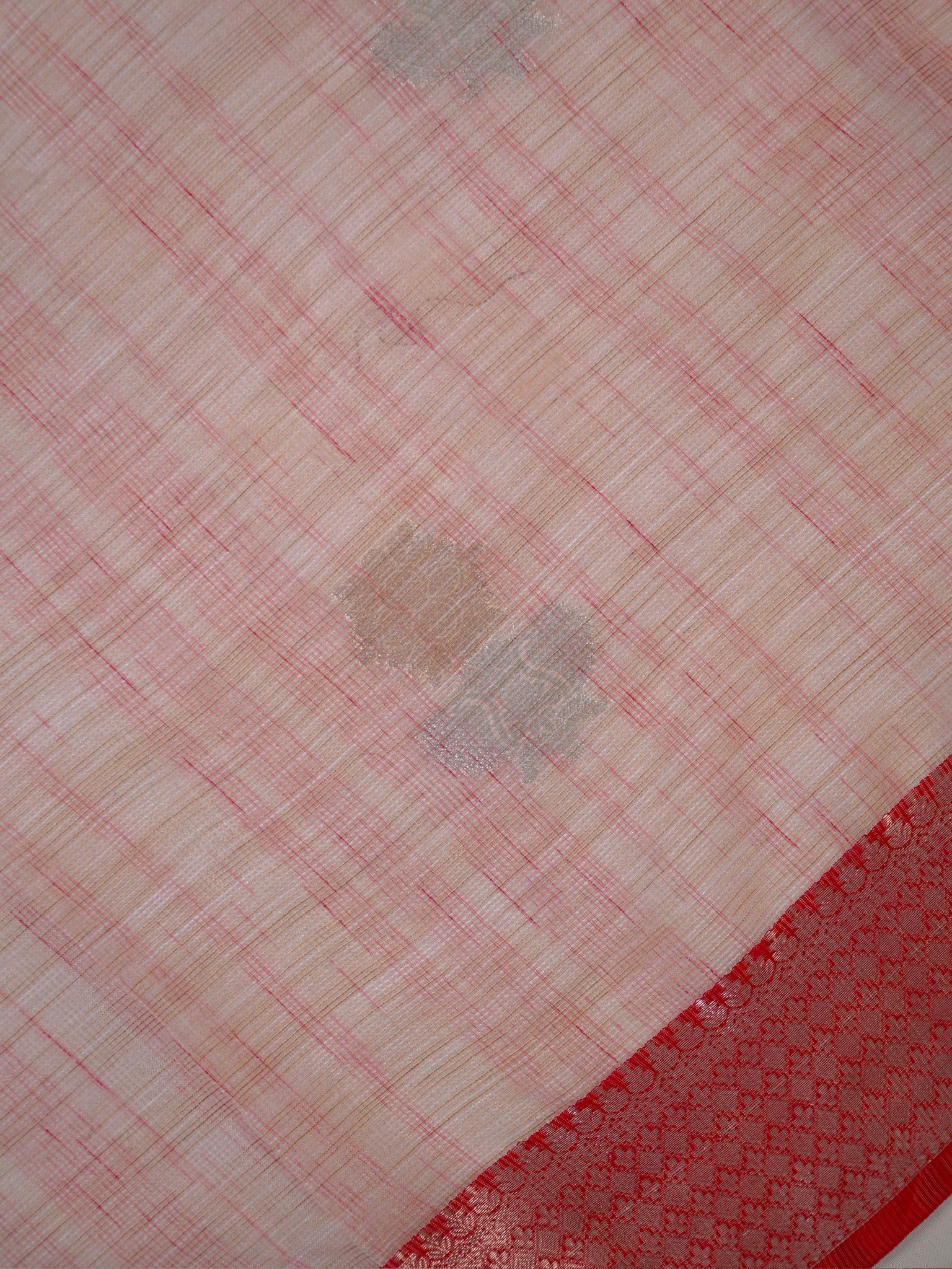 Blush Pink & Coral Banarasi Soft Kota Silk Saree with Zari Work