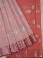 Blush Pink & Coral Banarasi Soft Kota Silk Saree with Zari Work