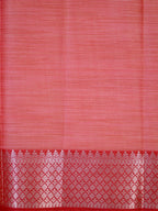Peach & Crimson Red Banarasi Soft Kota Silk Saree with Silver Zari Work