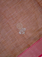 Brown &  Rani Pink Banarasi Soft Kota Silk Saree with Silver Zari Work