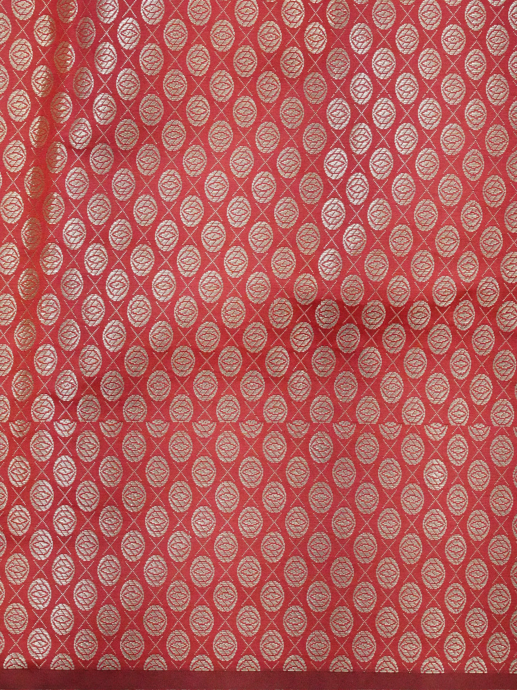Vibrant Crimson Red Banarasi Semi Katan Silk Saree with Fine Silver Zari Work