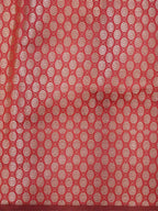 Vibrant Crimson Red Banarasi Semi Katan Silk Saree with Fine Silver Zari Work