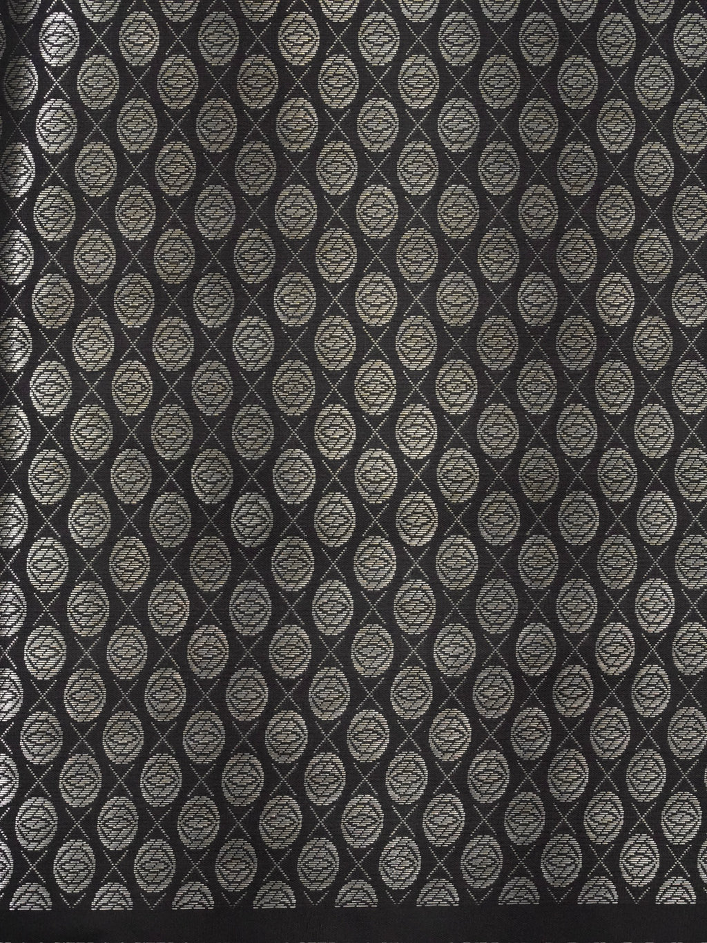 Charcoal Black Banarasi Semi Katan Silk Saree with Antique Silver Zari Work