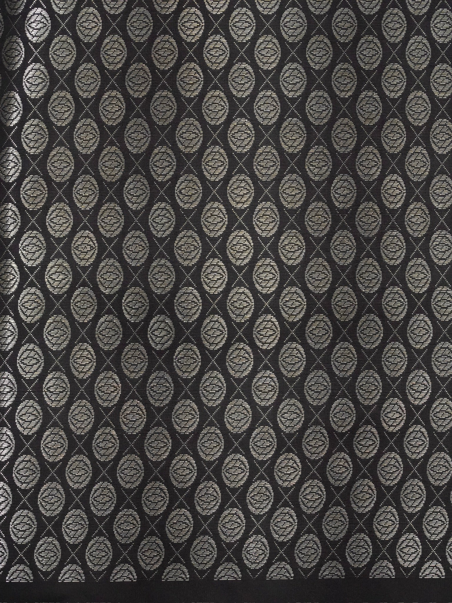 Charcoal Black Banarasi Semi Katan Silk Saree with Antique Silver Zari Work