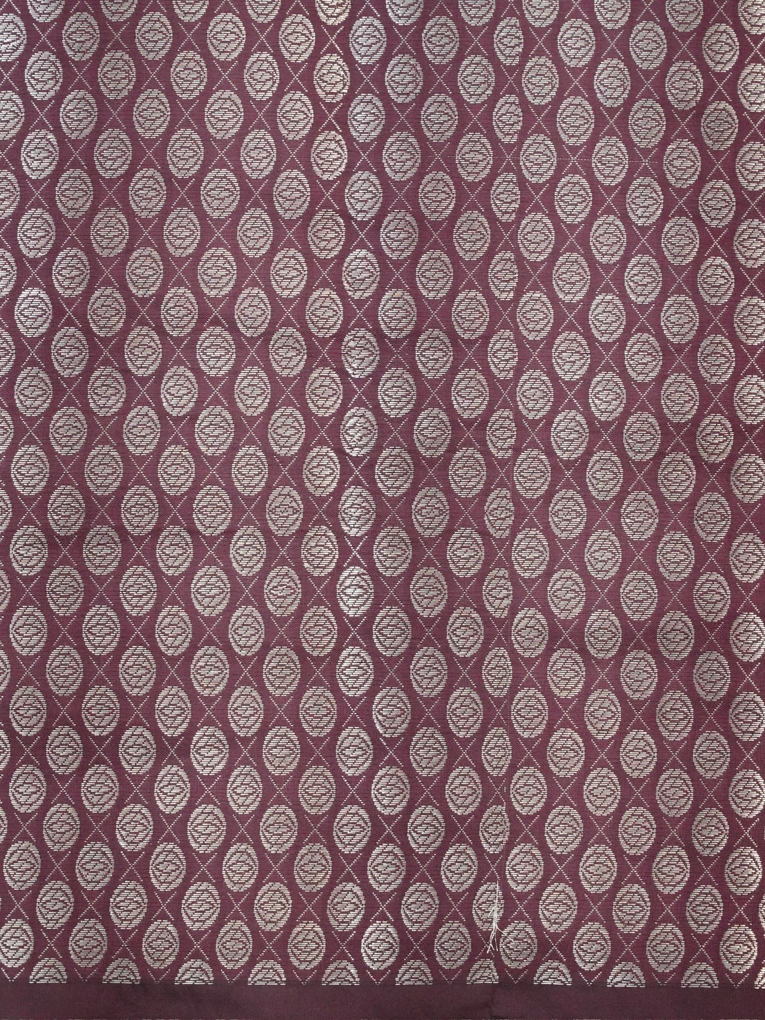 Deep Wine Banarasi Semi Katan Silk Saree with Antique Silver Zari Work