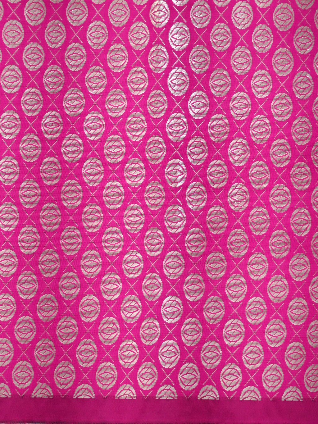 Vibrant Rani Pink Banarasi Semi Katan Silk Saree with Fine Silver Zari Work