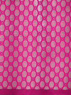 Vibrant Rani Pink Banarasi Semi Katan Silk Saree with Fine Silver Zari Work