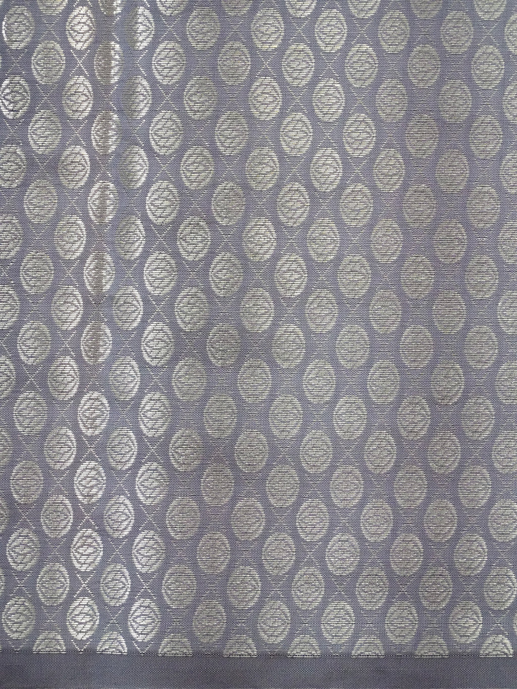 Grey Banarasi Semi Katan Silk Saree with Antique Silver Zari Work