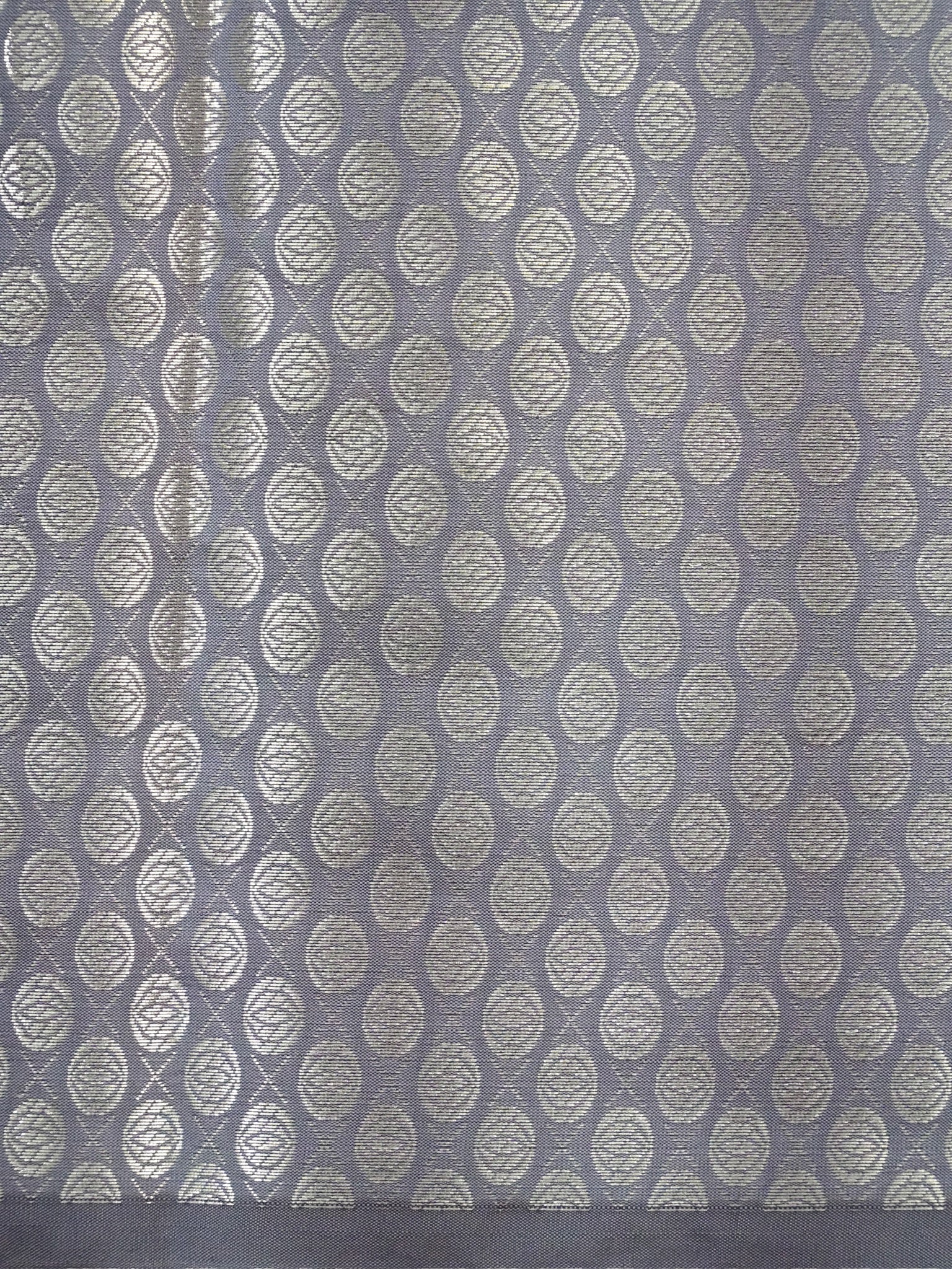 Grey Banarasi Semi Katan Silk Saree with Antique Silver Zari Work