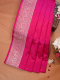 Rani Pink Banarasi Mashru Katan Silk Saree with Antique Silver Zari Weaving