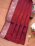 Maroon Banarasi Mashru Katan Silk Saree with Antique Silver Zari Weaving