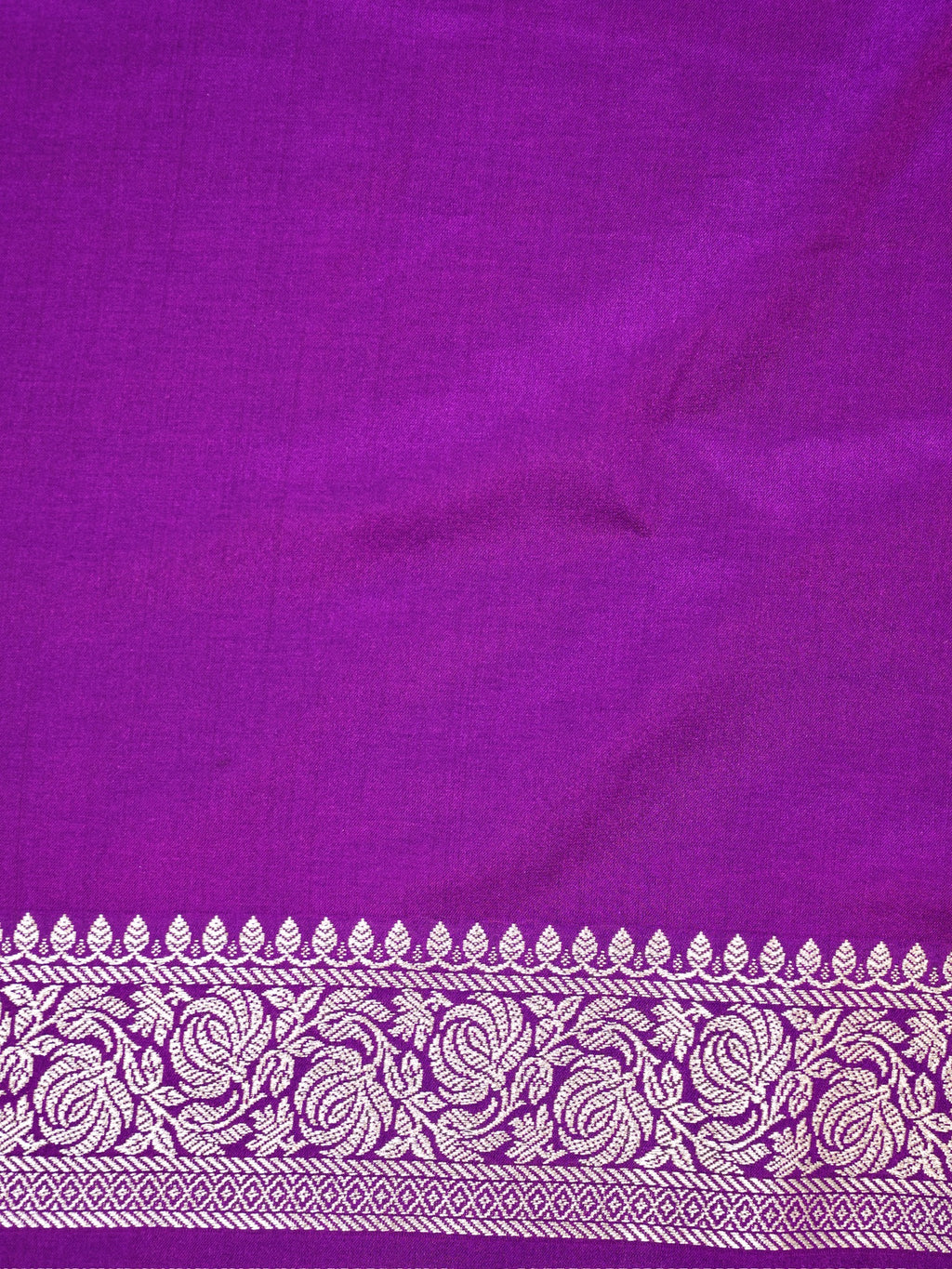 Deep Purple Banarasi Mashru Katan Silk Saree with Leaf Motif
