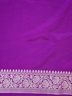 Deep Purple Banarasi Mashru Katan Silk Saree with Leaf Motif
