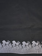 Midnight Black Banarasi Mashru Katan Silk Saree with Stylized Fan Motifs