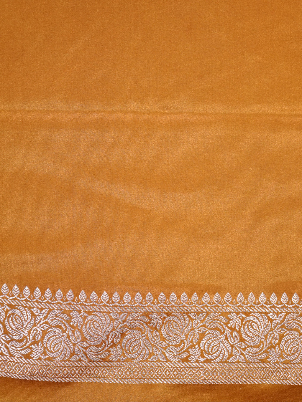 Mustard Gold Banarasi Mashru Katan Silk Saree with Paisley Leaf Butis