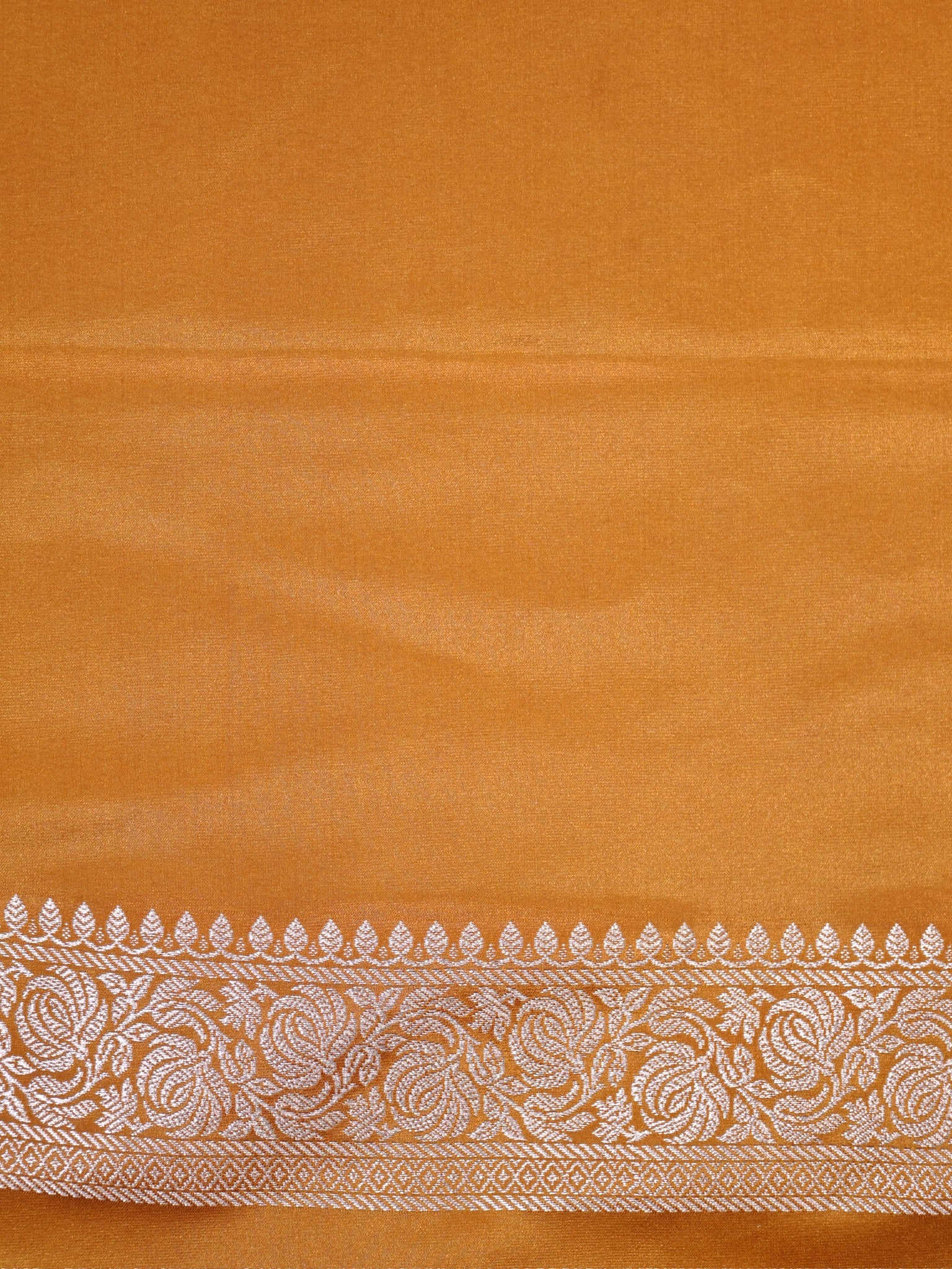 Mustard Gold Banarasi Mashru Katan Silk Saree with Paisley Leaf Butis