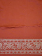 Rust Orange Banarasi Mashru Katan Silk Saree with Circular Floral Medallion Butis