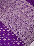 Royal Purple Banarasi Mashru Katan Silk Saree with Stylized Meandering Jaal  Geometric Pallu