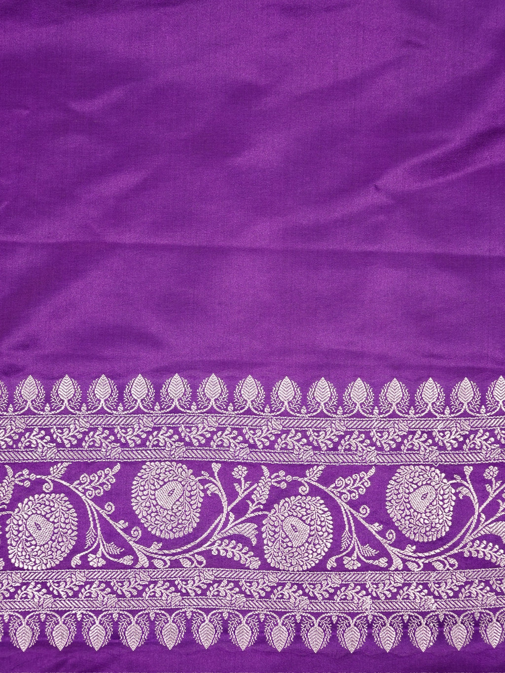Royal Purple Banarasi Mashru Katan Silk Saree with Stylized Meandering Jaal  Geometric Pallu