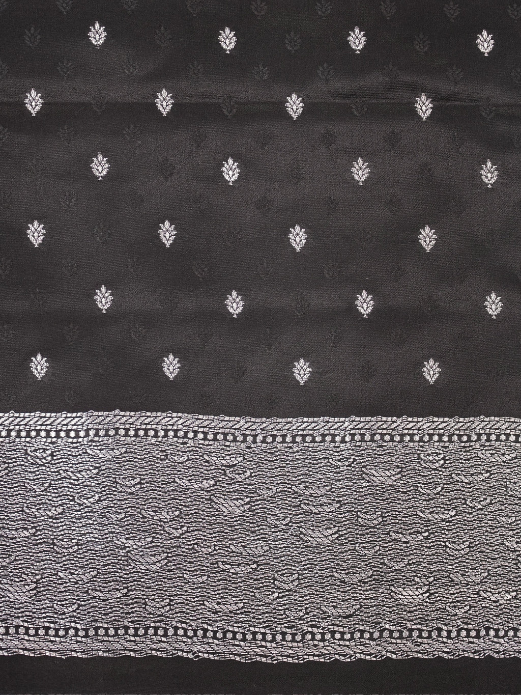 Black Banarasi Mashru Katan Silk Saree in Baranas Ghat Motif