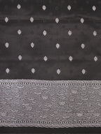 Black Banarasi Mashru Katan Silk Saree in Baranas Ghat Motif