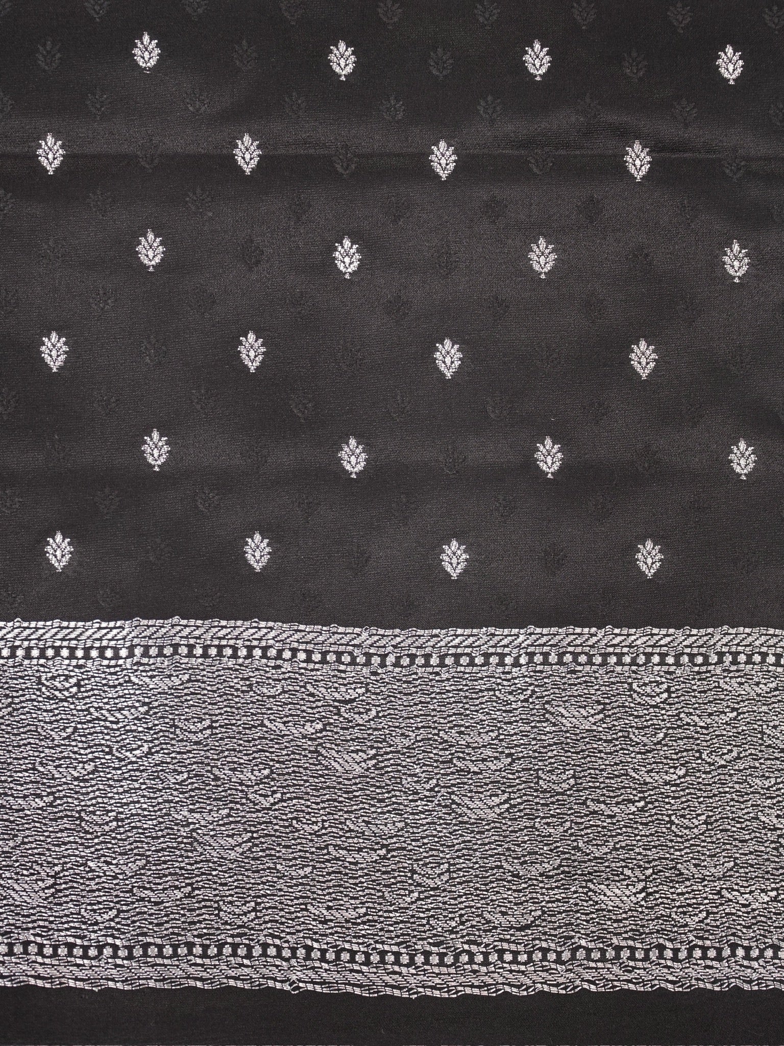 Black Banarasi Mashru Katan Silk Saree in Baranas Ghat Motif