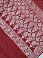 Maroon Banarasi Mashru Katan Silk Saree with Antique Silver Zari Weaving
