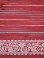 Maroon Banarasi Mashru Katan Silk Saree with Antique Silver Zari Weaving