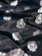 Midnight Black Banarasi Mashru Katan Silk Saree with Jhumka Motifs