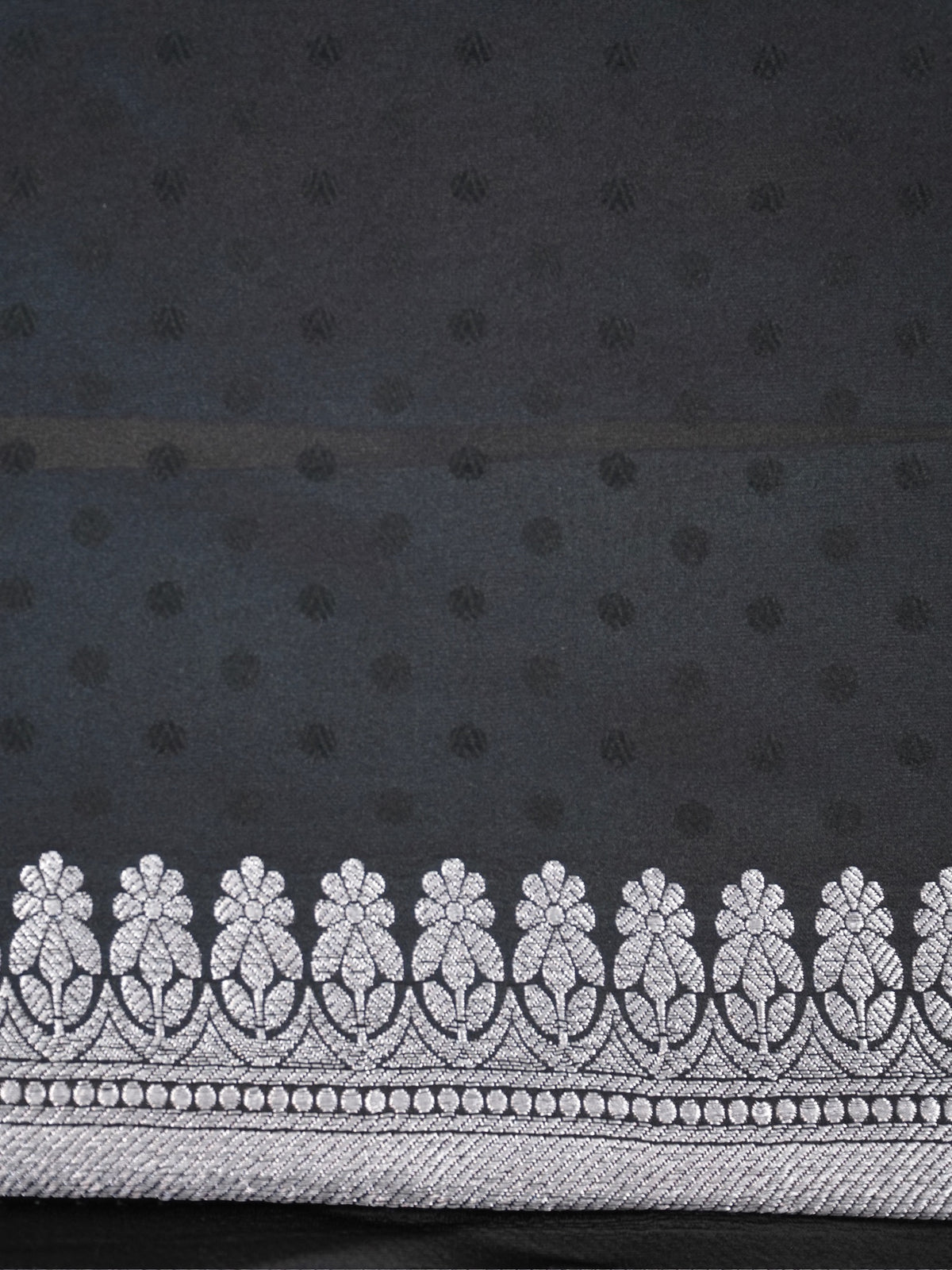 Midnight Black Banarasi Mashru Katan Silk Saree with Jhumka Motifs