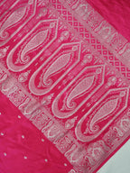 Rani Pink Banarasi Mashru Katan Silk Saree with Paisley Motif Highlights