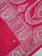 Rani Pink Banarasi Mashru Katan Silk Saree with Paisley Motif Highlights