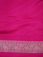Rani Pink Banarasi Mashru Katan Silk Saree with Antique Silver Zari Weaving