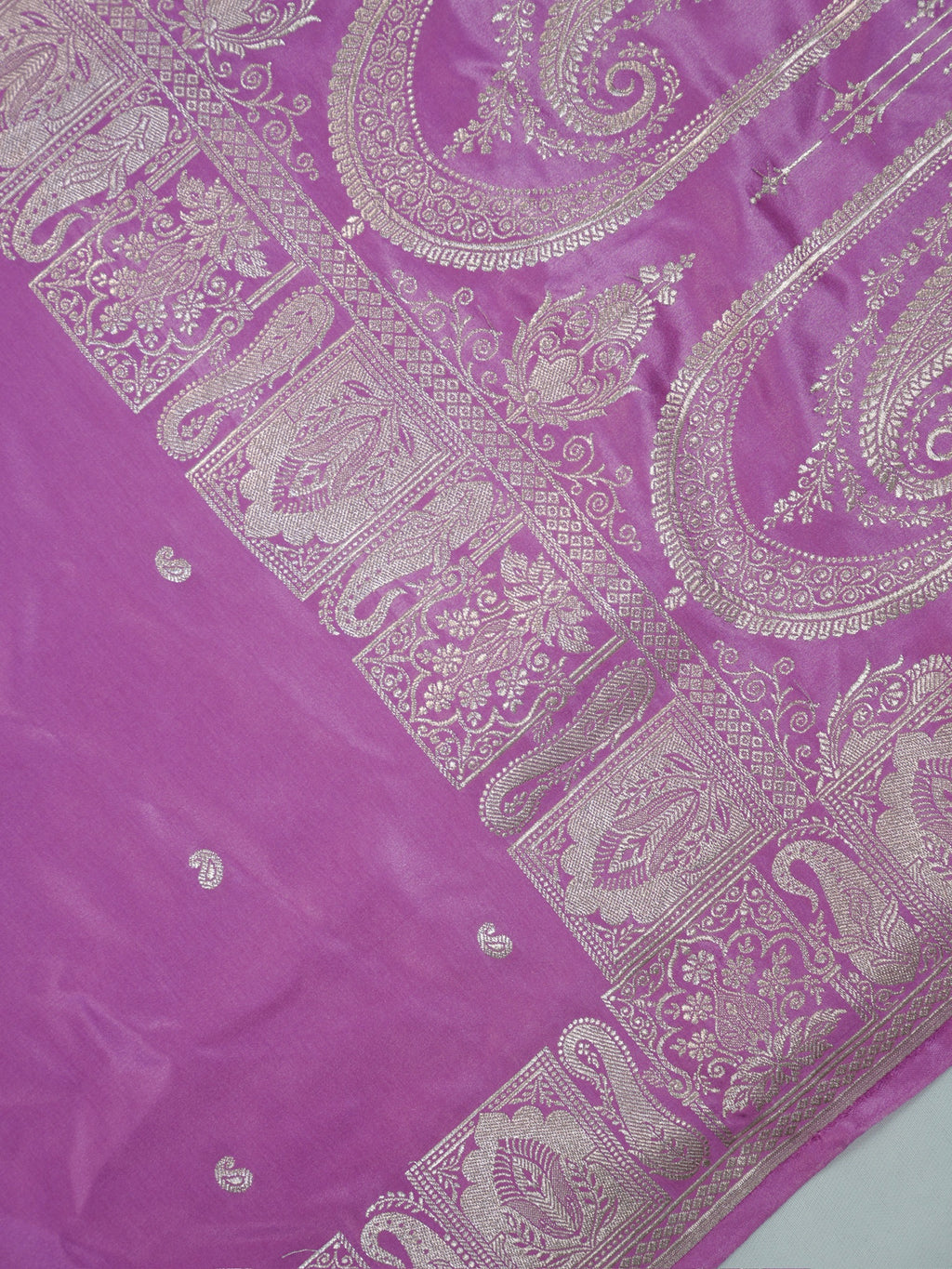 Lilac Orchid Banarasi Mashru Katan Silk Saree with Paisley Motifs