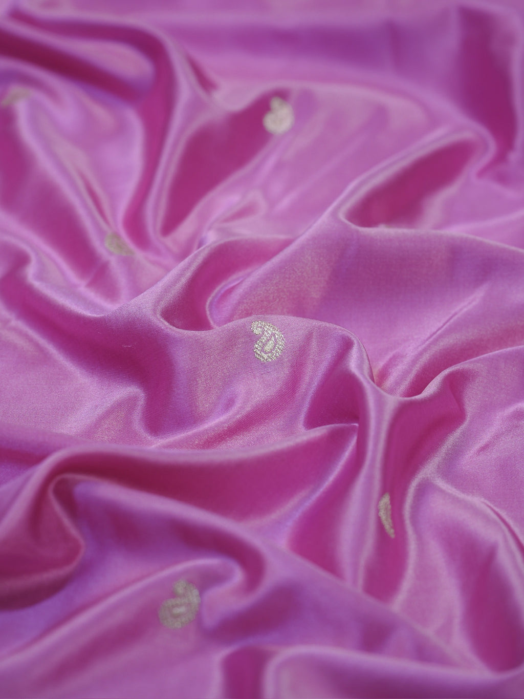 Lilac Orchid Banarasi Mashru Katan Silk Saree with Paisley Motifs