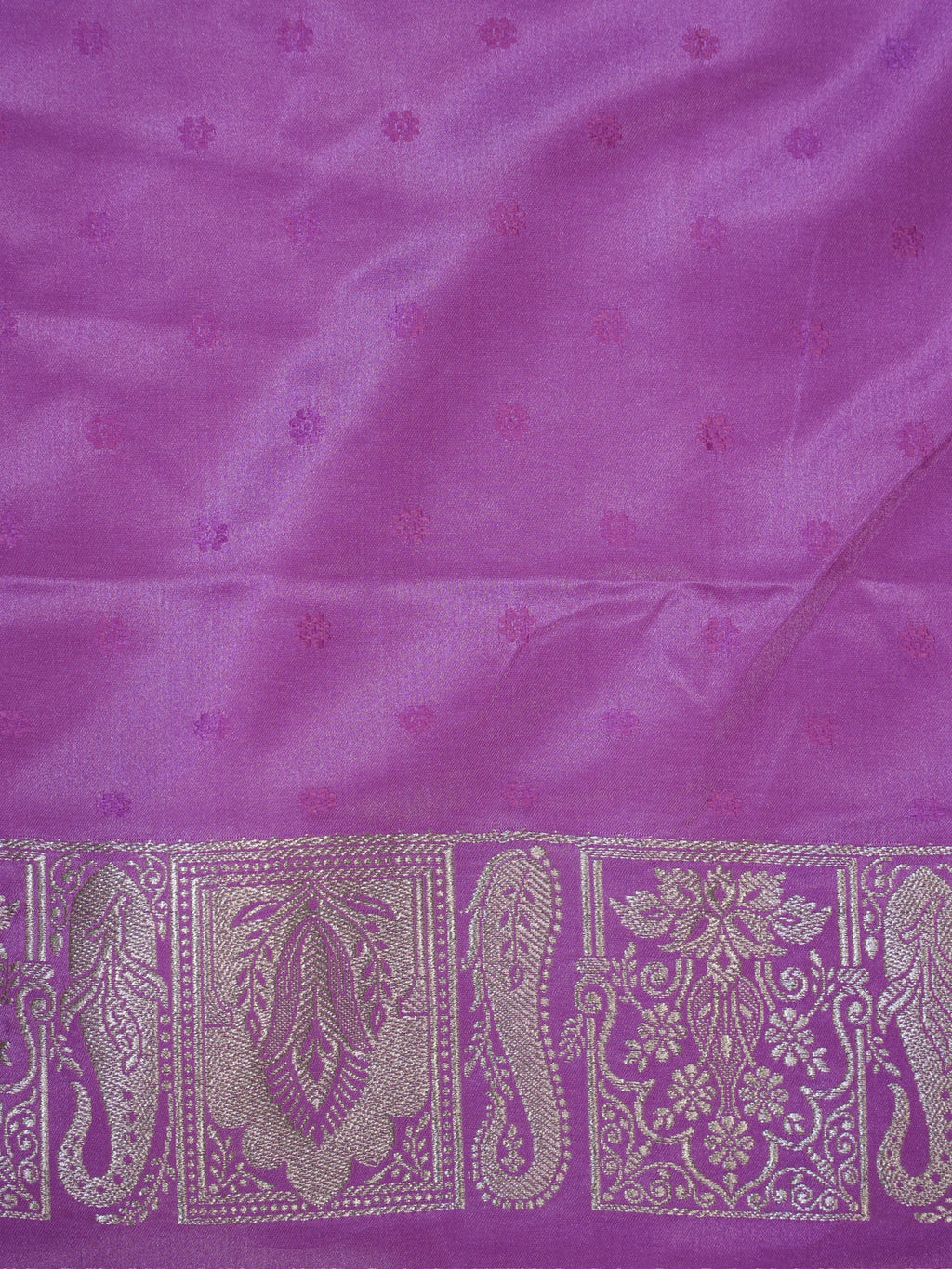 Lilac Orchid Banarasi Mashru Katan Silk Saree with Paisley Motifs