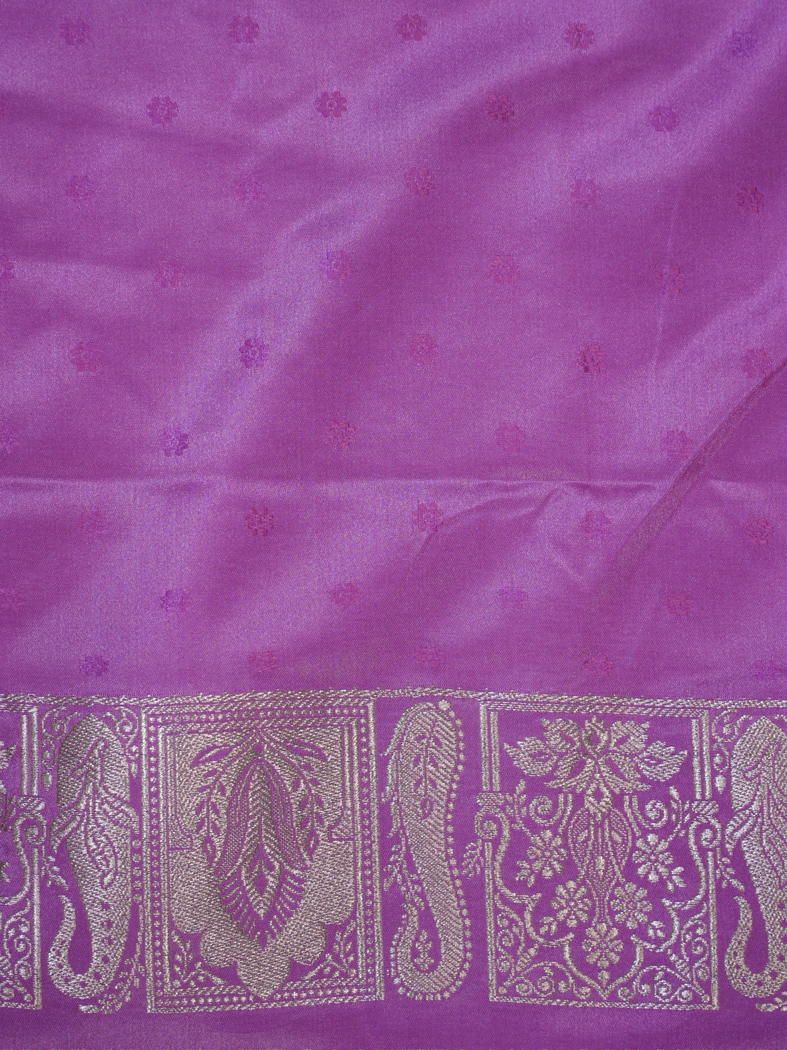 Lilac Orchid Banarasi Mashru Katan Silk Saree with Paisley Motifs