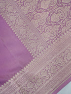 Lilac Pink Banarasi Mashru Katan Silk Saree with Antique Silver Zari Weaving