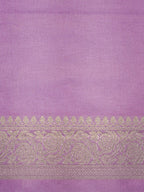 Lilac Pink Banarasi Mashru Katan Silk Saree with Antique Silver Zari Weaving