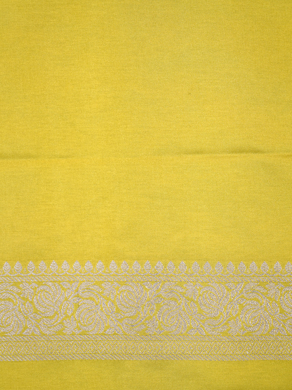 Olive Yellow Banarasi Mashru Katan Silk Saree with Silver Zari Weaving