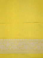 Olive Yellow Banarasi Mashru Katan Silk Saree with Silver Zari Weaving